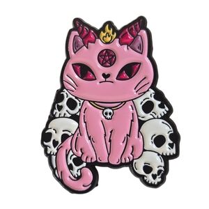 Devil Kitty Skull Lapel Pin Enamel  NWOT